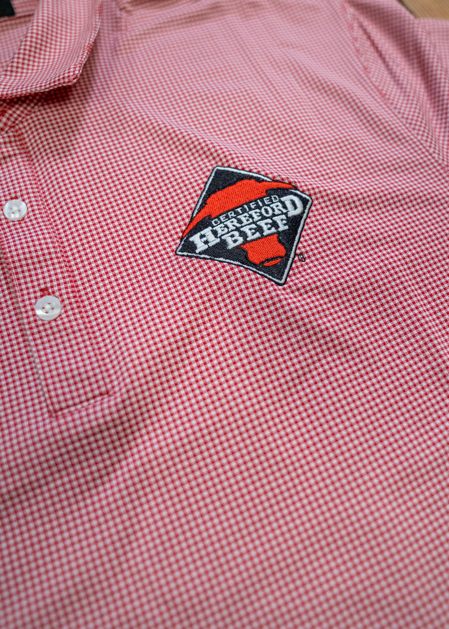 Certified Hereford Beef Men's Gingham Polo