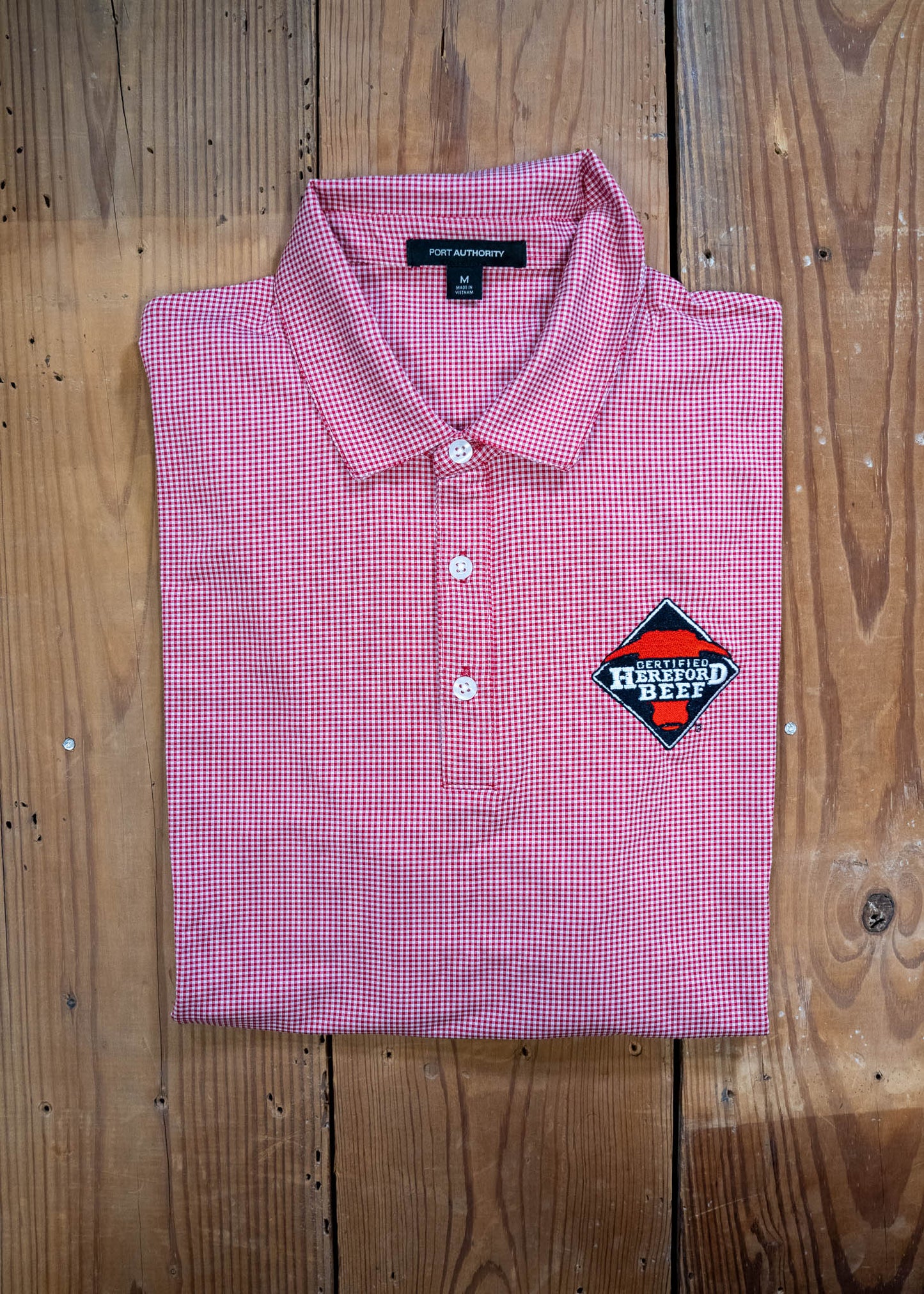 Certified Hereford Beef Men's Gingham Polo